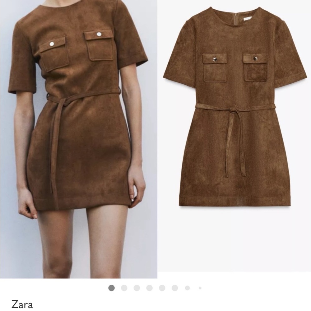 Zara Brown Faux Suede Mini Dress